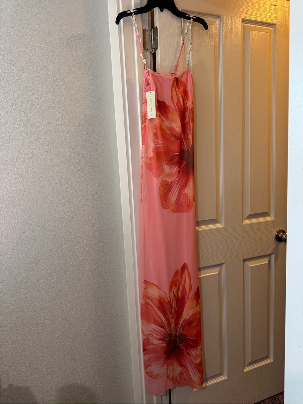 Sleeveless Pink Floral Maxi Dress with Braided Straps